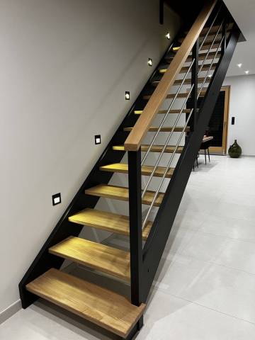 Escalier double limon en chêne